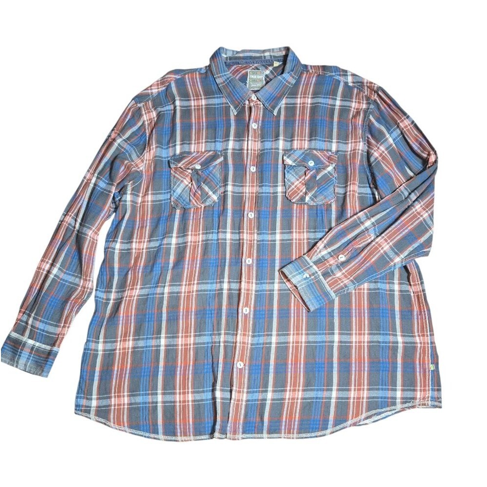 True Grit Multi Plaid 100% Cotton Flannel Long Sleeve Button Up Shirt Size 3XLT‎